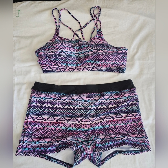 91.🆕 22W Plus Size Athletic Bikini Set Sports Bra Top & Swim Boy Shorts Size: - Picture 2 of 5